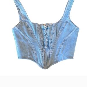 House of CB Light Blue Denim Crop Top